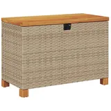 vidaXL Gartentruhe Beige 80x40x48 cm Poly Rattan Akazienholz