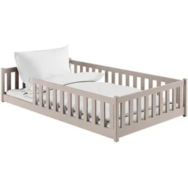Kids Collective Bodenbett Jugendbett 120 x 200 cm Kiefer massiv grau