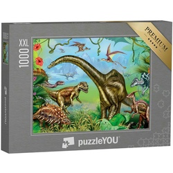 puzzleYOU Puzzle Puzzle 1000 Teile XXL „Alte Tropenlandschaft: Welt der Dinosaurier“, 1000 Puzzleteile, puzzleYOU-Kollektionen Dinosaurier, Tiere aus Fantasy & Urzeit