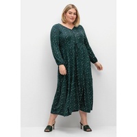 sheego Jerseykleid SHEEGO "Große Größen" Gr. 50, Normalgrößen, grün (tiefgrün gemustert) Damen Kleider Freizeitkleider