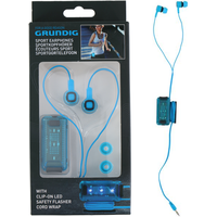 Grundig Sportkopfhörer mit Clip-on LED Sicherheitslicht blau