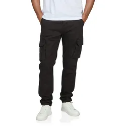DENIMFY Cargohose Herren Stretch mit Gürtel DFLuke Normaler Bund Knopfleiste 32