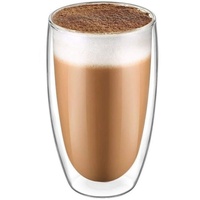 Krumble Latte Macchiato oder Teeglas doppelwandig 400ml - In diesem Glas länger warm halten - Transparent - Caffee Latte Glas - Flammenmodell