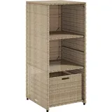 vidaXL Gartenschrank, Geräteschrank mit viel Stauraum, Beistellschrank Schrank mit Türen, Balkonschrank Terrassenschrank, Beige Poly Rattan