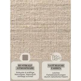 HANSE HOME Jute Teppich Rund – Natur Wohnzimmerteppich aus 100% Jute - Handgewebt & Natürlich – Boho Naturfaser Juteteppich für Wohnzimmer, Schlafzimmer, Esszimmer – Naturweiß Ivory, Ø 200cm