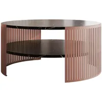 Mirjan24 Couchtisch, Bronze, Schwarz, 1 Fächer, Rund, 75x40x75 cm,