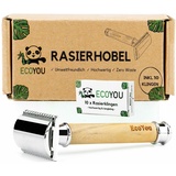 EcoYou Olivenholz Damen & Herren inkl. 10 Rasierklingen Nachhaltiger Rasierer inkl. E-Book Plastikfreier Zero Waste Nassrasierer Sicherheitsrasierer Safety Razor - geschlossener Kamm