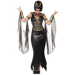 Smiffys Kostüm Ägyptische Katzengöttin, Bastet aus dem Alten Ägypten schwarz L