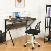 FurnitureR Doppellagiger Schreibtisch mit Metallrahmen Panel Mode und modernen Stil L 100 Vintage Brown, 100 X 50 X 75cm