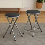 Hti-Living Faltbarer Hocker Kunstleder 30 x 38 x 38 cm Schwarz