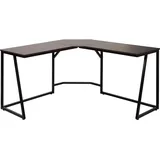 MCW Eck-Schreibtisch MCW-K66, Computertisch Arbeitstisch, MVG-zertifiziert 76x140x140cm, MDF Metall ~ dunkelbraun