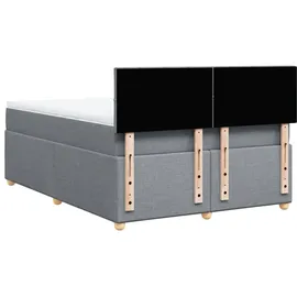 vidaXL Boxspringbett mit Matratze Hellgrau 160x200 cm Stoff