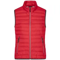 Ladies' Down Vest Leichte Daunenweste im klassischen Design rot/grau, Gr. S