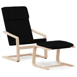 vidaXL Relaxsessel mit Hocker Schwarz Stoff