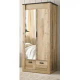 furn.design Kleiderschrank Schrank in Used Wood, hell und anthrazit Spiegel Soft-Close, Stove