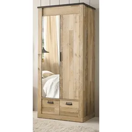 furn.design Kleiderschrank Schrank in Used Wood, hell und anthrazit Spiegel Soft-Close, Stove