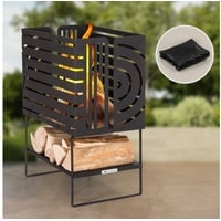 blumfeldt Feuerschale Krakatoa, (Set), Feuerschale Garten mit Grill Feuerkorb Feuerstelle Outdoor schwarz