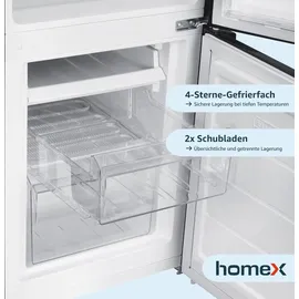 Homex CFS1110-B Kühl-Gefrierkombination (173 l, 1425 mm hoch, Schwarz)