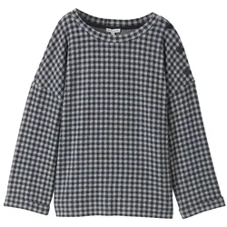 TOM TAILOR Damen 7/8 Arm Sweatshirt, blau, Kariert, Gr. XXL
