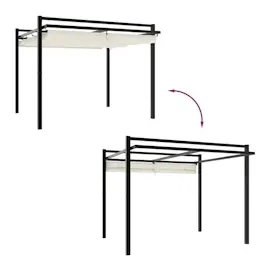 vidaXL Gartenpavillon mit ausziehbarem Dach Creme 3x3 m Aluminium