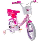 Volare Babys (Mädchen) Kinderfahrrad 14 Zoll mit Korb und Puppenhalter, Lizenzprodukt Paw Patrol Girl, Rosa und Weiß, Media