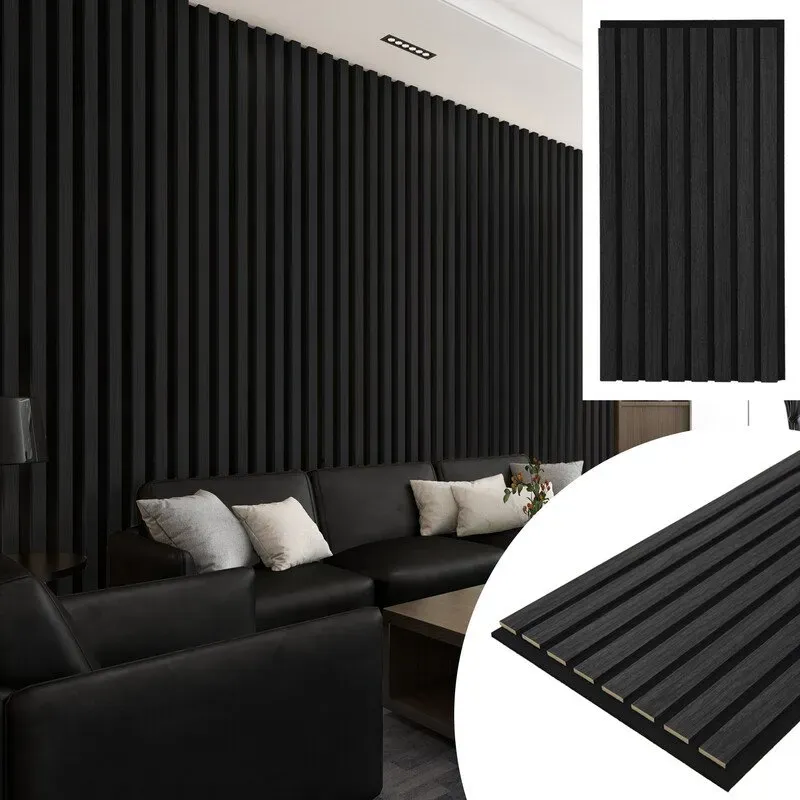 3D-Akustikpaneele in Grau-Eiche – 4er-Set (30 x 60 cm) | Schallabsorbierende Wandpaneele zur Geräuschreduzierung & Echokontrolle | Holzlamellen-Design mit Filzrückseite für Homeoffice, Studio, Wohnzimmer