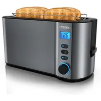 Arendo Toaster 4 Scheiben, Langschlitztoaster, Langschlitz, Edelstahl, 1500W, Display