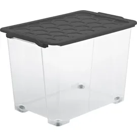 Rotho Aufbewahrungsbox EVO Safe mit Rollen und Deckel 65 L Mistletoe grün