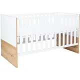 Arthur Berndt Babybett, Eiche Artisan, Weiß, Holzwerkstoff, Holz, 70x140 cm, B: 143 H: 84