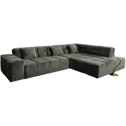 KAWOLA Sofa NEVADA Ecksofa Velvet grau Recamiere rechts