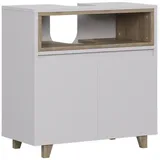 Vicco Waschbeckenunterschrank Elnor, Weiß/eiche, 60 x 61 cm mit 2 Türen