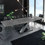 riess-ambiente Ausziehbarer Esstisch MONTREAL 180-280cm grau graphit Keramik-Design X-Gestell Esszimmertisch Tisch Konferenztisch - Grau