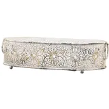 Chic Antique Tablett Shabby Chic mit Spitzenkante, L17 x B12 x H9,5 cm, antique creme