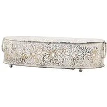 Chic Antique Tablett Shabby Chic mit Spitzenkante, L17 x B12 x H9,5 cm, antique creme