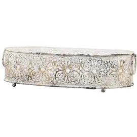 Chic Antique Tablett Shabby Chic mit Spitzenkante, L17 x B12 x H9,5 cm, antique creme