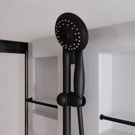 Schulte Home Juist U-Kabine mit Schiebetür 80 x 190 cm Schwarz/Sicherheitsglas klar