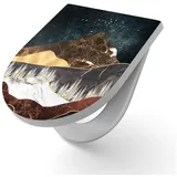 DEQORI WC-Sitz 'Galaktische Ebenen', WC Toilettensitz bedruckt Klobrille Toilettendeckel Motiv WC-Brille braun