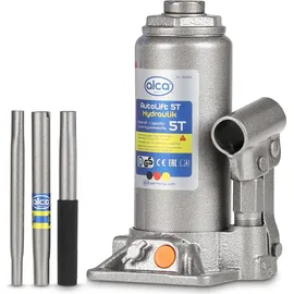 Alca alca® Hydraulischer Wagenheber 5t I Stempelheber & Unterstellheber aus Stahl I für Auto, Motorrad, PKW & Werkstatt I Hubhöhe 197-382 mm I &