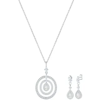 Elli PREMIUM - Kreis Geo Marquise Zirkonia Mondstein 925 Silber Schmuck-Set Damen (129.99 € / )