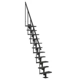 Dolle Mittelholmtreppe Atlanta bis 300cm Geschosshöhe Buche Multiplex RAL 7016 UK Anthrazit inklusive Geländer