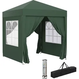 Outsunny Pavillon 2x2m Faltpavillon 4 Seitenwände mit Fenster Tragetasche Stahl