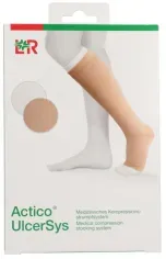 Actico® UlcerSys Kompressionsstrumpf, lang, sand/weiß 106427 , 1 Set Größe XXL, 1 Oberstrumpf sand + 2 Unterstrümpfe weiß