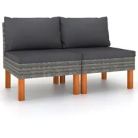 vidaXL Mittelsofas 2 Stk. grau