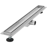 luxebath Duschrinne 2in1, befliesbar, extra flach, Silber, Doppelseitige Bodenablauf, Komplettset Bodenbefestigung, Duschablauf, Siphon Geruchsstop, Haarsieb,