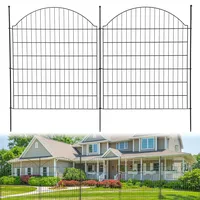 Gartenzaun Metall, 10 Panels Teichzaun (81cm H x 74cm B), Steckzaun Keine Graben Tier Barriere Fechten, Gitterzaun Set Oberbogen, Rostfrei Metalldraht Panel Grenze für Hunde Hof, Terrasse - Mit Tür