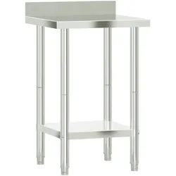 DELUKE® Edelstahl Arbeitstisch mit Aufkantung OVA 55x55x93cm, Edelstahl Gastro-Arbeitstisch Arbeitsfläche Gastro-Küchentisch