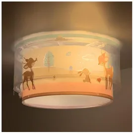 Dalber Deckenlampe Kinderzimmer, Kinder Deckenleuchte, Jungenzimmerlampe, Kinderlampe, Loving Deer Reh Tiere Rosa, 61276M, E27-2 x 15W