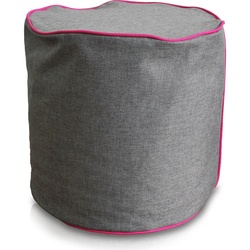 KINZLER Hocker rund, Leinenoptik mit Neon-Piping, Magenta