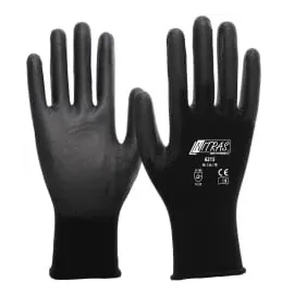 Nitras Nylonhandschuhe, schwarz PU-beschichtet, teilbeschichtet 6