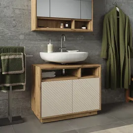 Vicco Waschbeckenunterschrank Beatrice, Cashmere/Artisan-Eiche, 80 x 64 cm mit 2 Türen